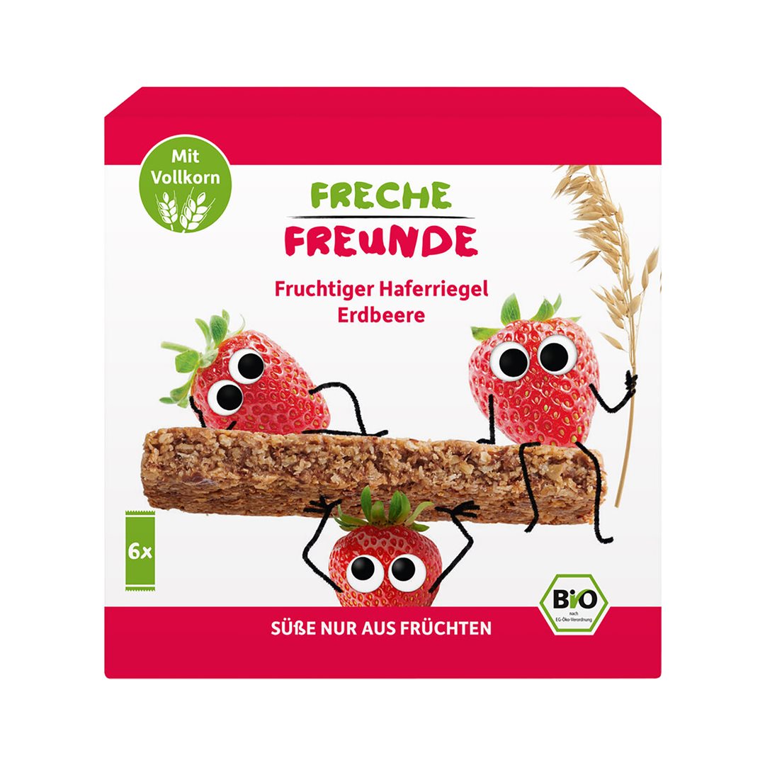 FRECHE FREUNDE Haferriegel Erdbeere 6 x 30 g x 3 Stk