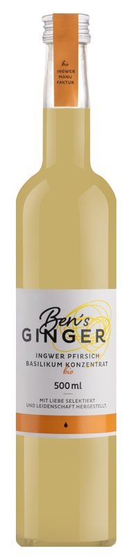 Bens Ginger concentré de gingembre-pêche-basilic bio fl 500 ml