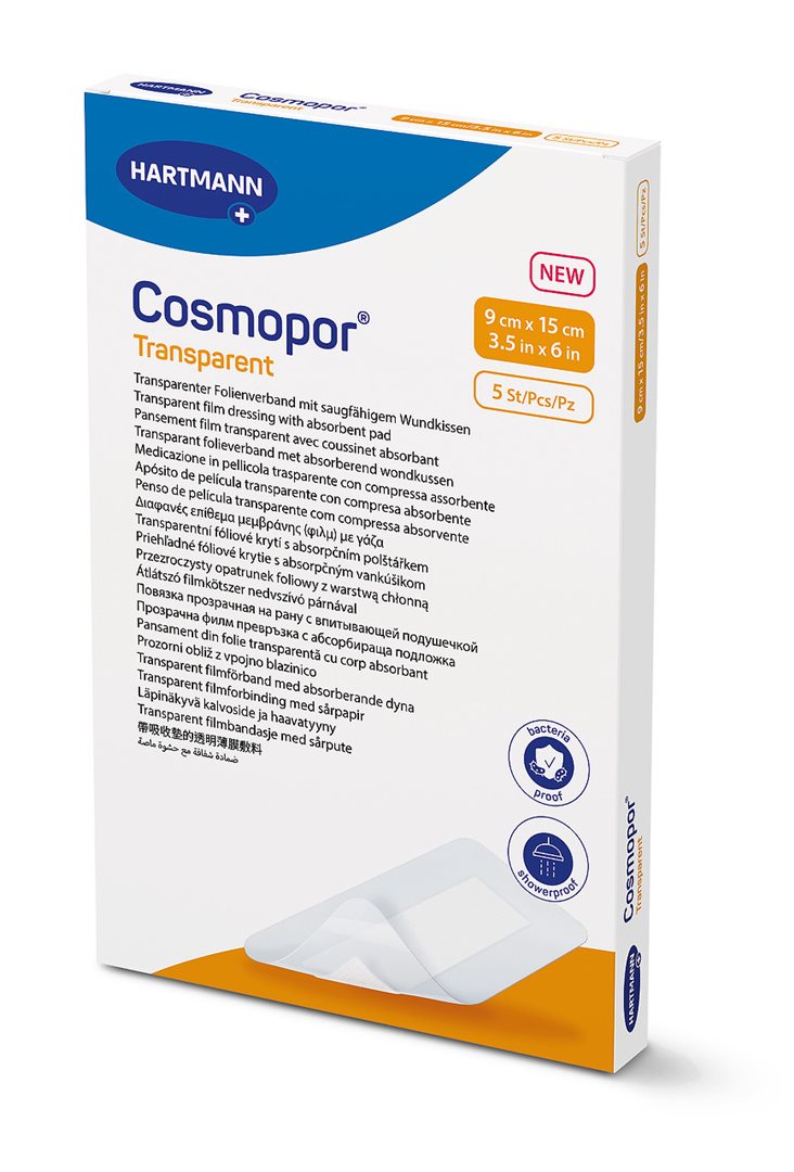 Cosmopor transparent 9x15cm stérile 5 pce