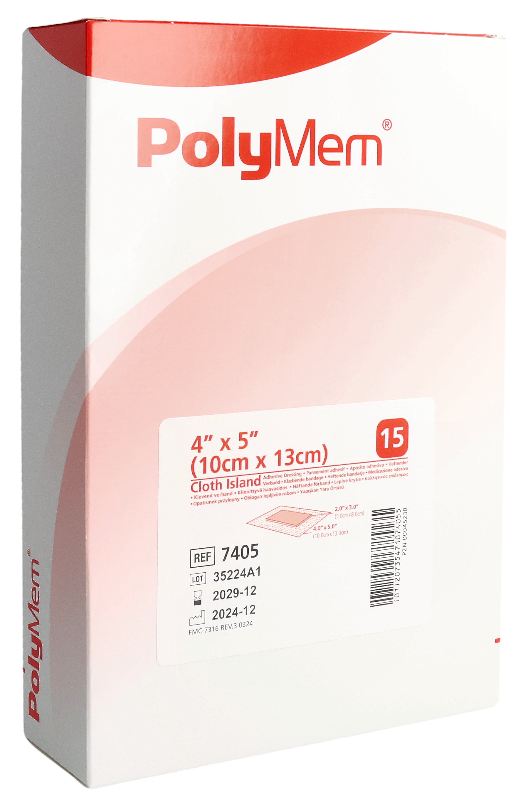 PolyMem Adhesive Dressing Cloth-Backed 10x13cm 15 pce