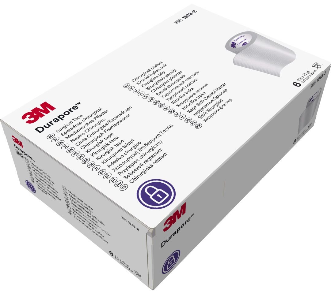 3M Durapore sparadrap en soie 50mmx9.14m 6 pce