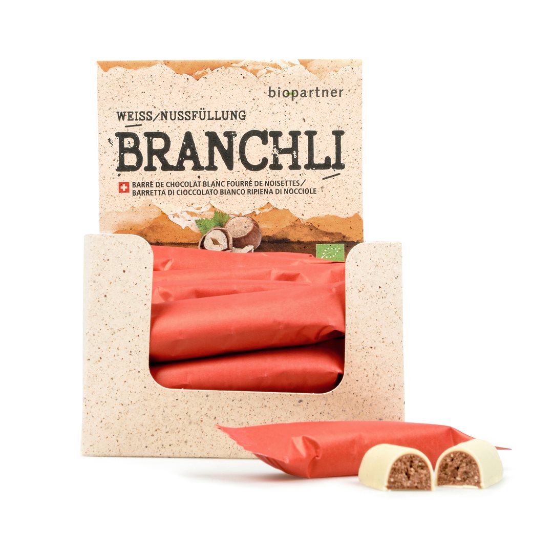 Bio Partner Branchli weiss mit Haselnussfüllung 30 x 22 g