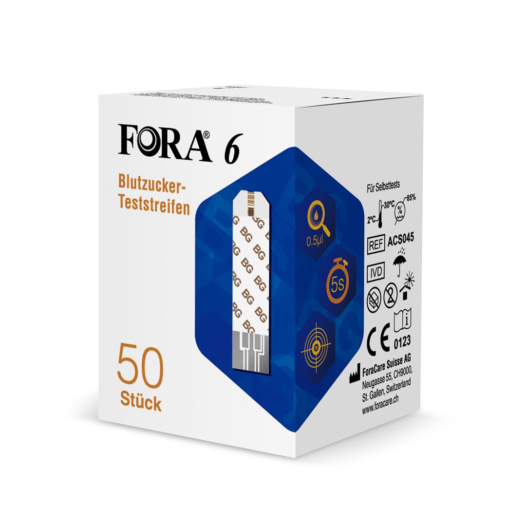 FORA 6 bandelettes de test de glycémie 50 pce