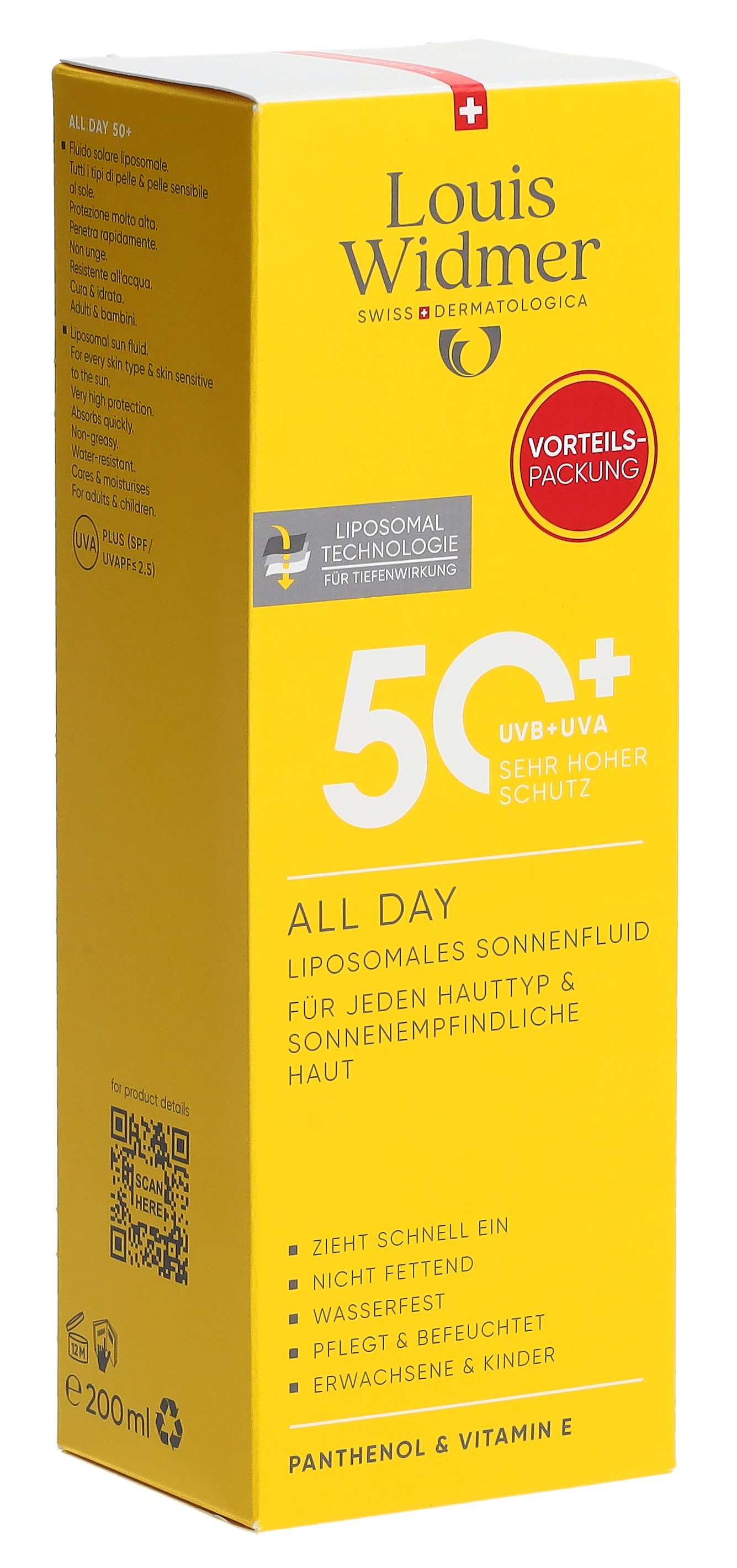 Louis Widmer All Day SPF50+ Value Pack parfumé 200 ml
