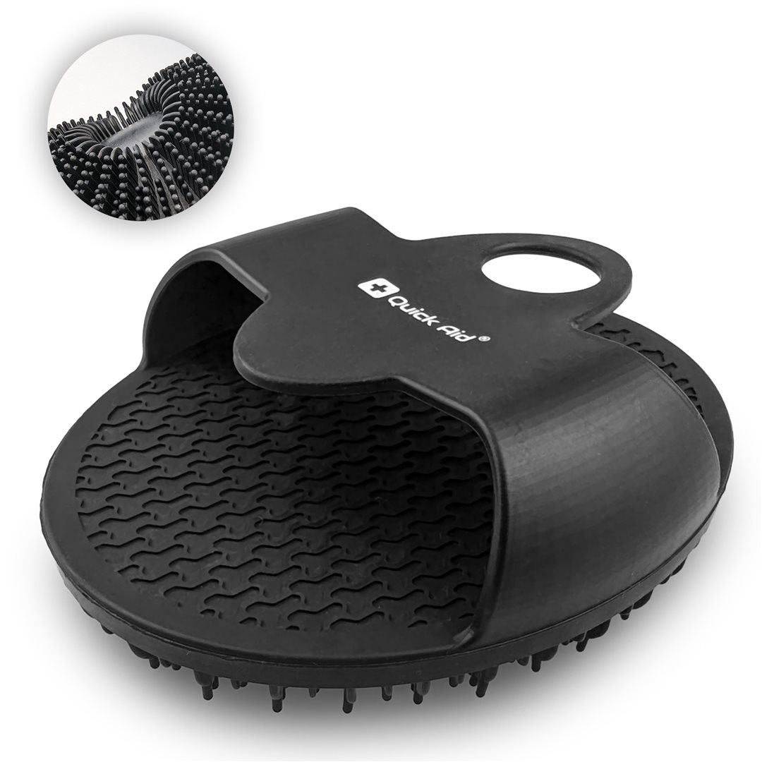 Quick Aid Körperbürste aus Silikon für Babys und Erwachsene schwarz Box