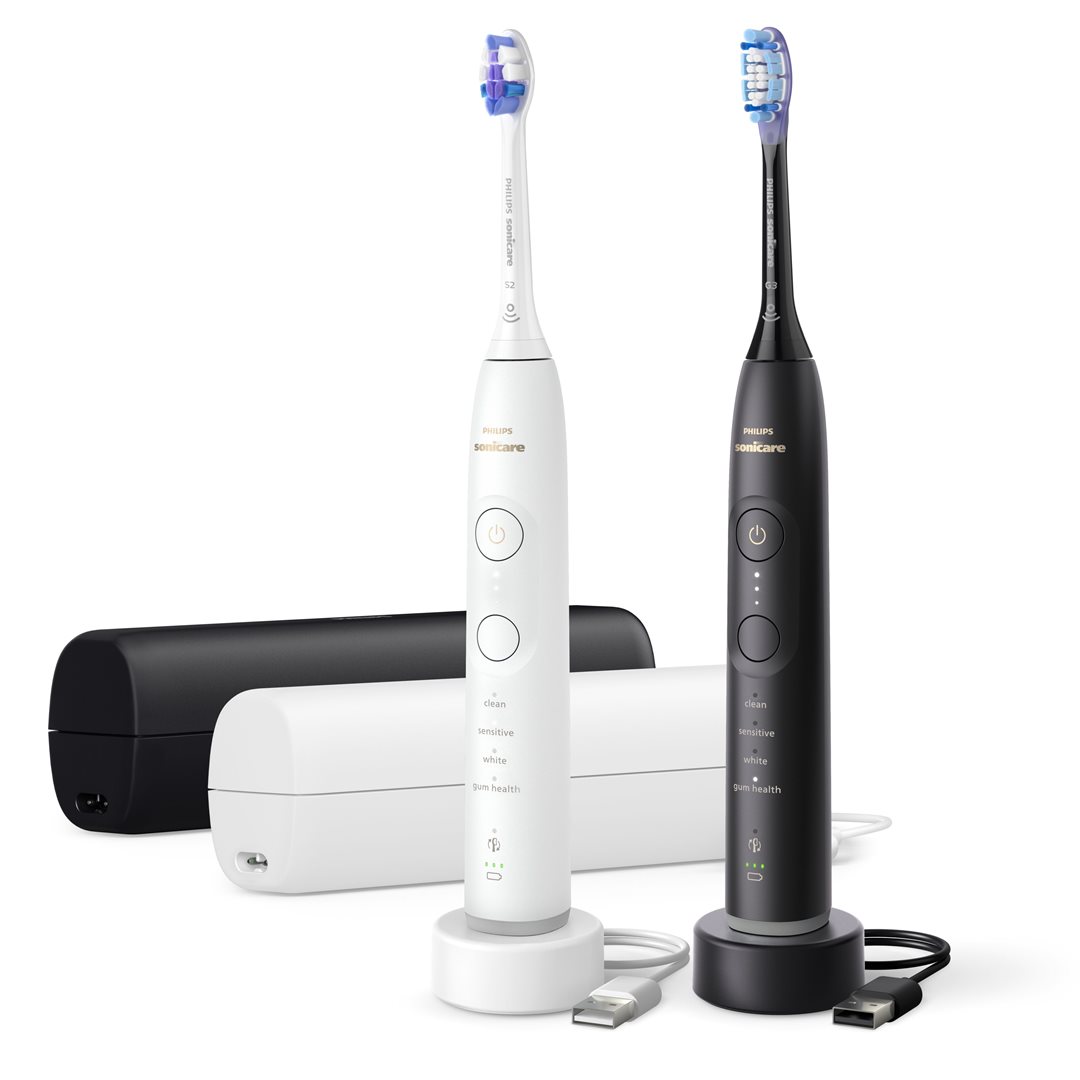 Philips Sonicare 7100 brosse à dents sonique électrique HX7429/02 duopack blanc & noir 2 pce