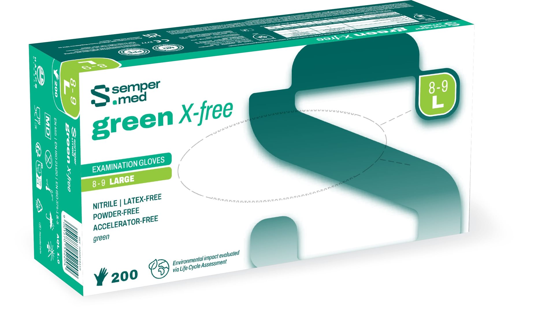 Sempermed green X-free L 200 pce