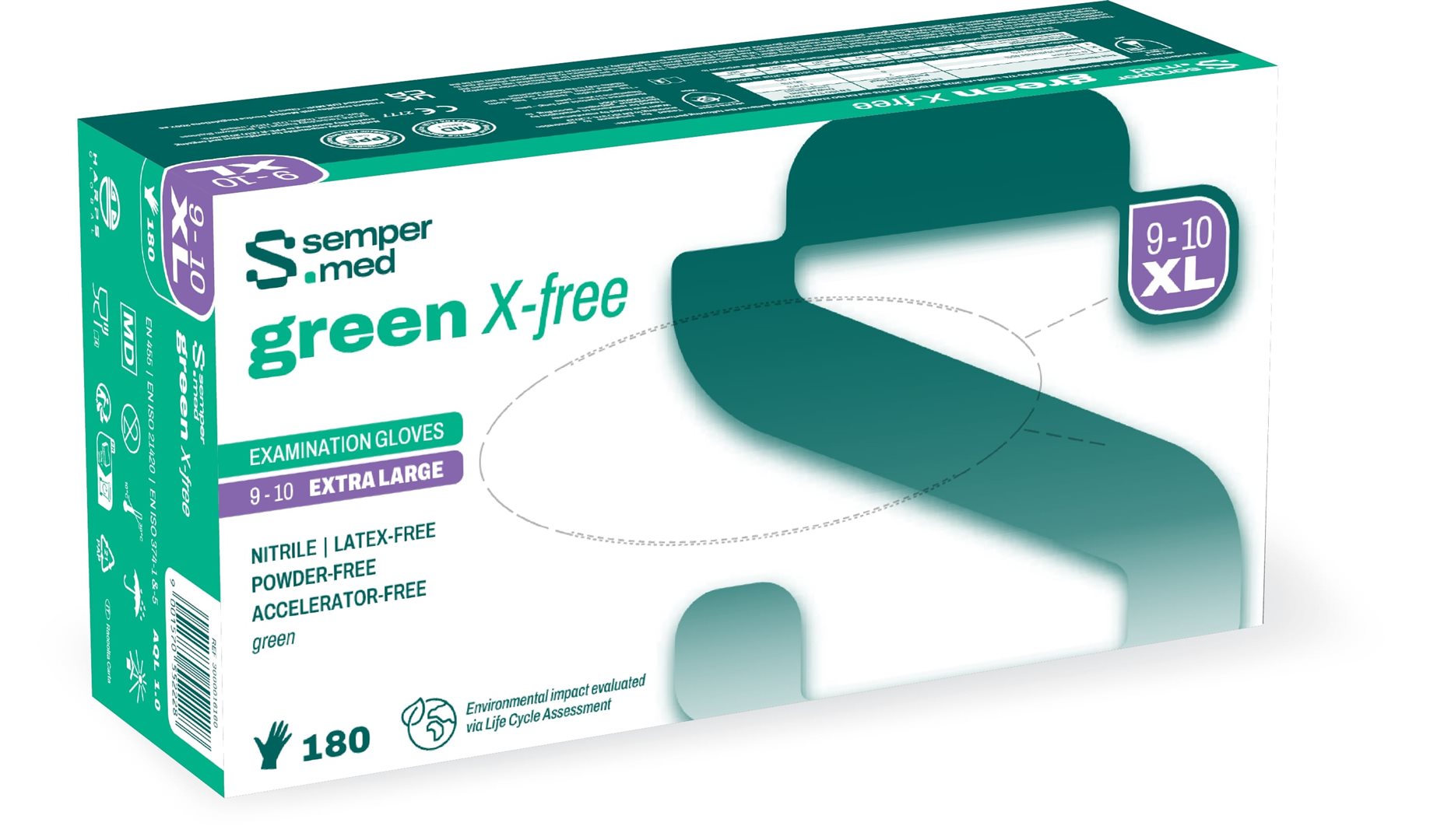 Sempermed green X-free XL 180 pce