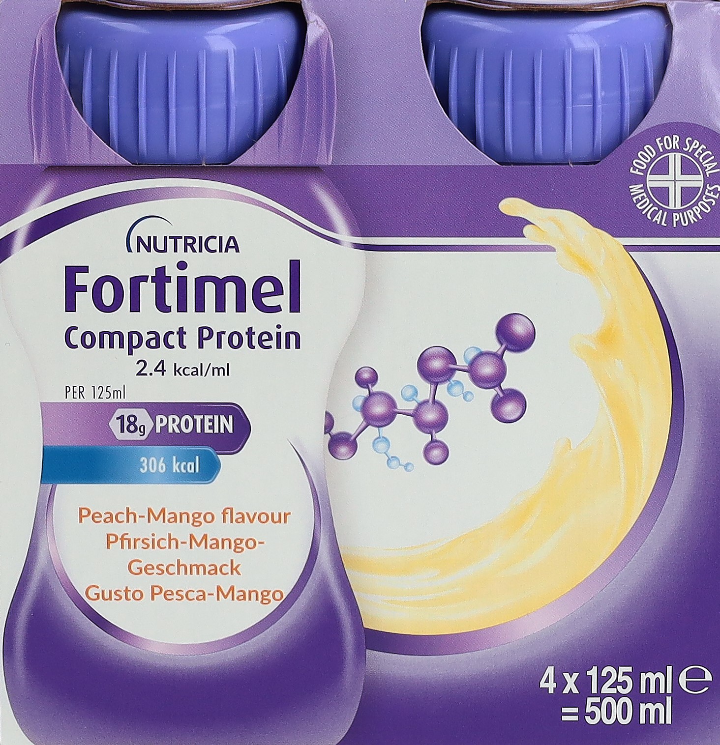 Fortimel Compact Protein 2.4 kcal Pfirsich-Mango 4 Fl 125 ml