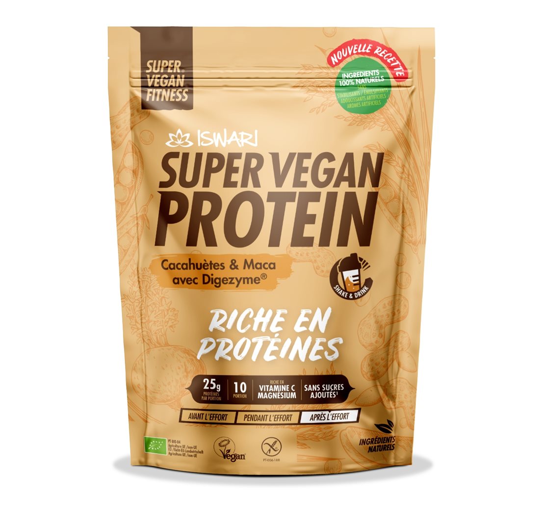ISWARI Super Vegan Protein Erdnüsse & Maca mit Digezyme Bio Btl 400 g