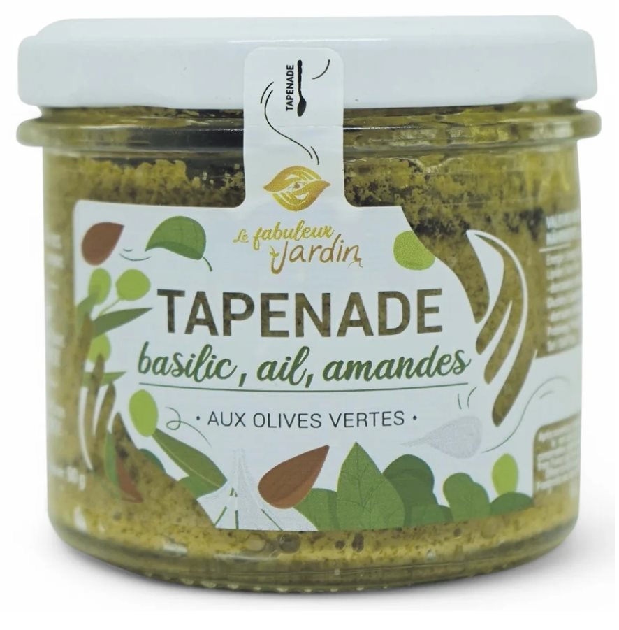 Le fabuleux jardin tapenade olives vertes basilic ail amande bio verre 90 g
