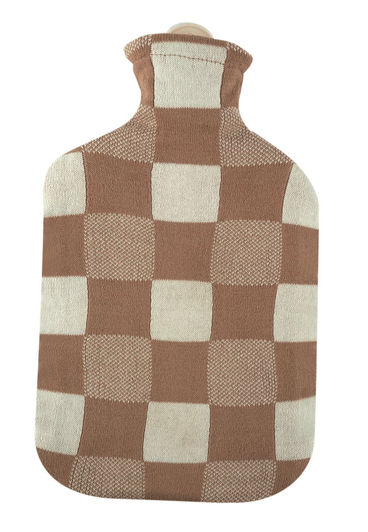SÄNGER Wärmflasche Strickbezug 2l Karo beige