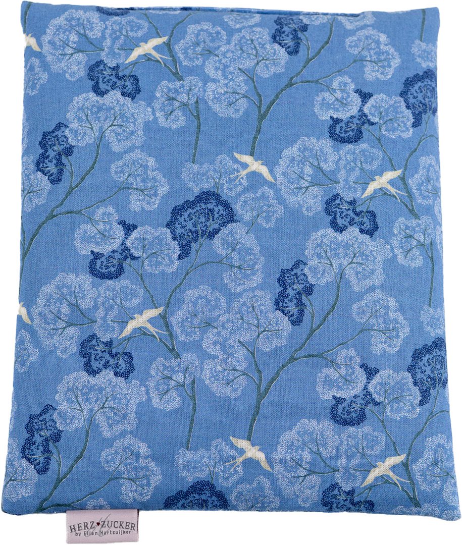 HERZZUCKER Coussin chauff colza 26x21cm hirondelles bleu