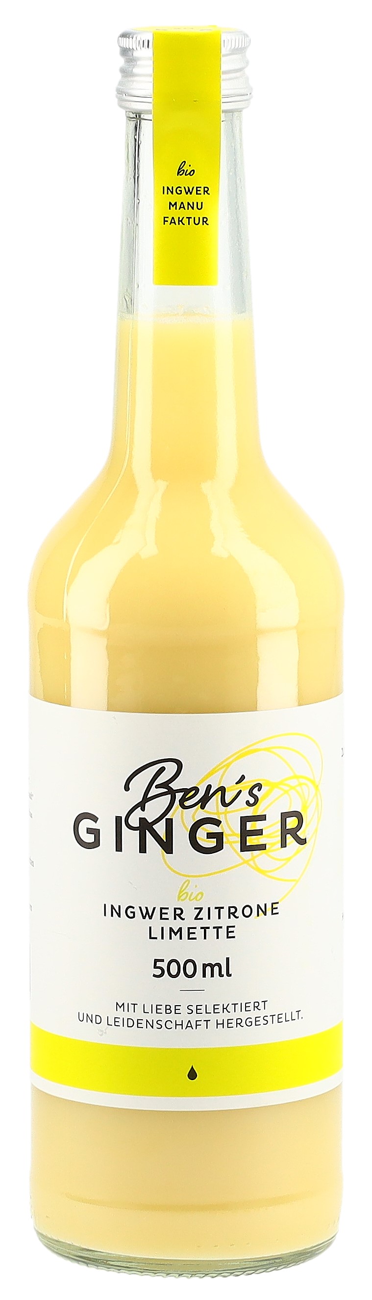 Bens Ginger concentré de gingembre-citron-citron vert sans sucre bio 500 ml