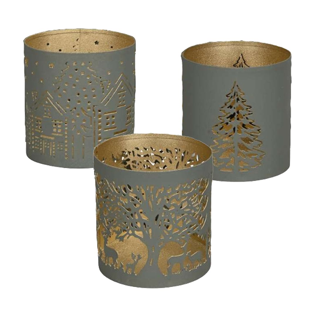 HERBORISTERIA Windlicht Green Xmas x 4 Stk