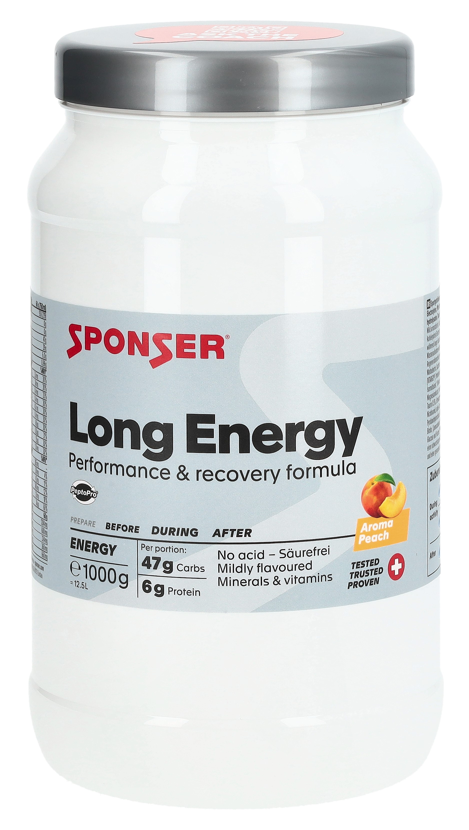 Sponser Long Energy Plv Peach 1000 g