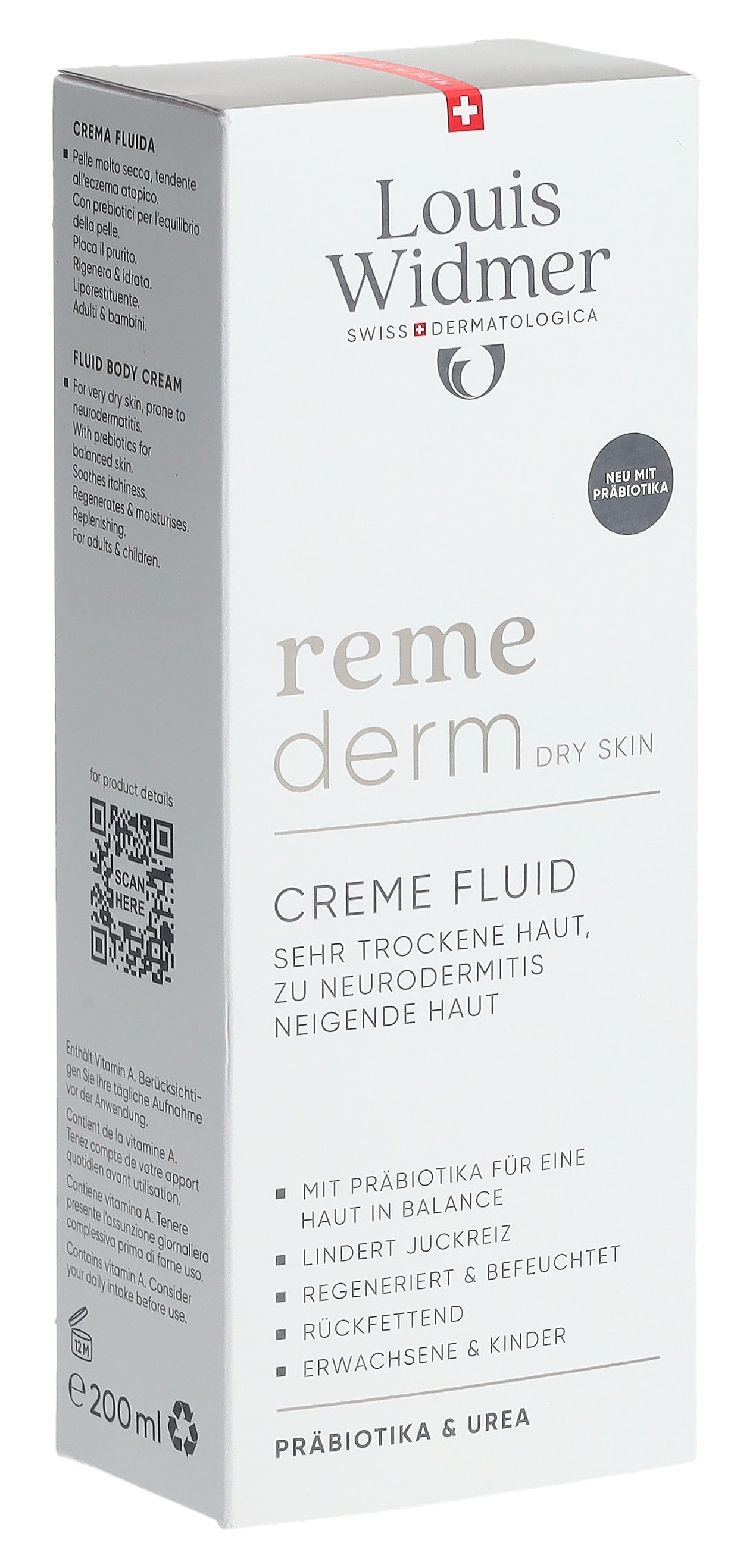 Louis Widmer Remederm crème fluide probiotic parfumée 200 ml