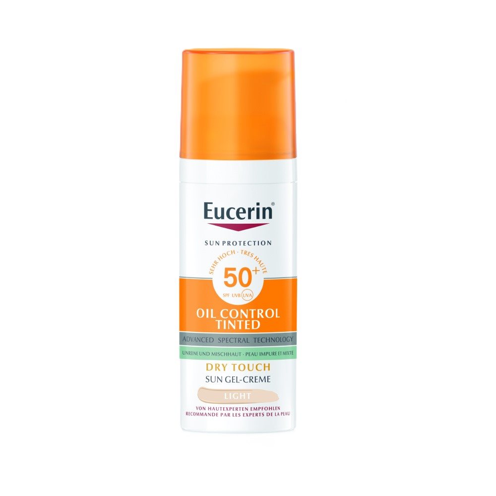 Eucerin SUN Face Oil Control Gel-Creme getönt hell LSF50+ Disp 50 ml