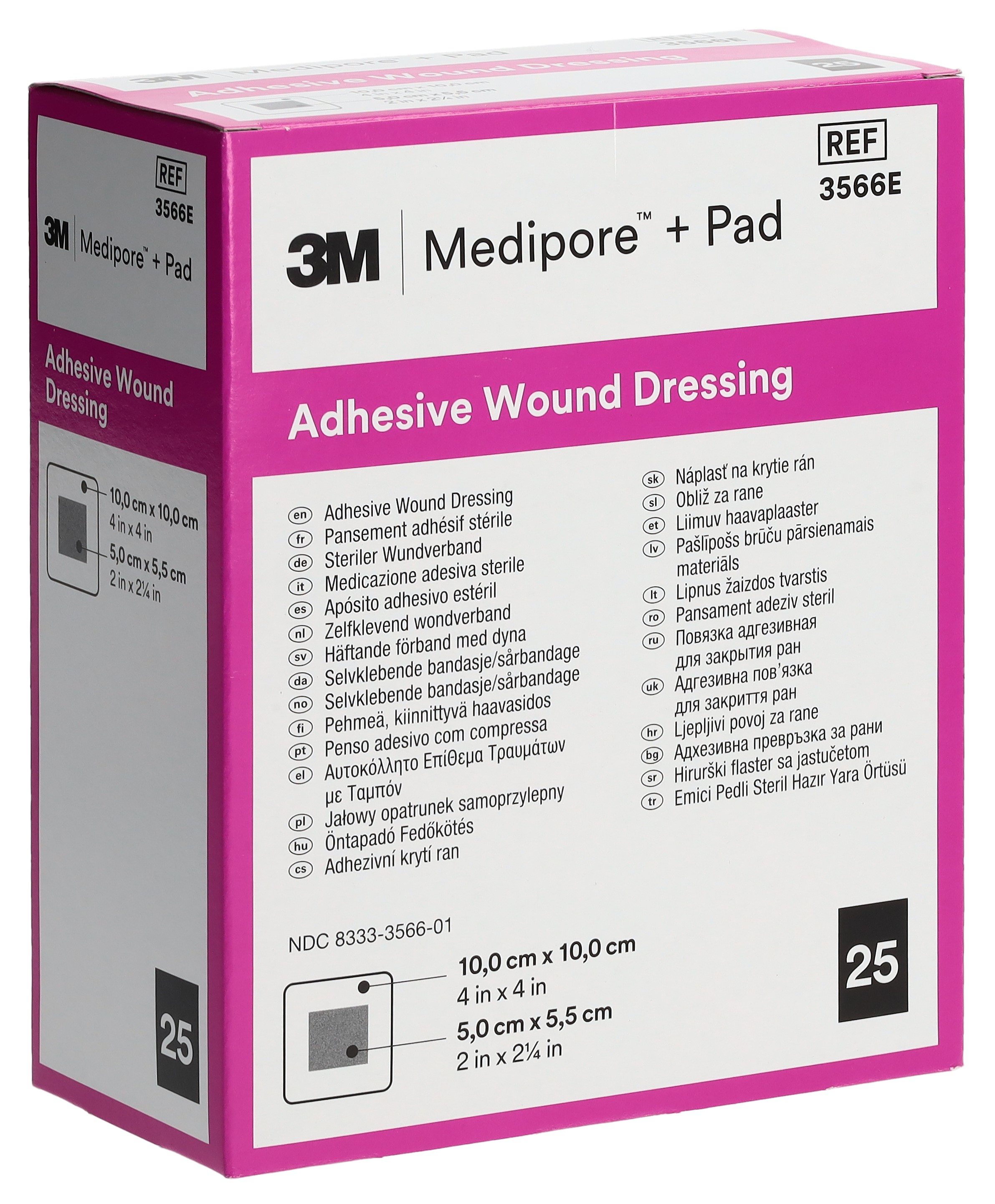 3M Medipore+Pad 10x10cm Wundkissen 5x5.5cm 25 Stk