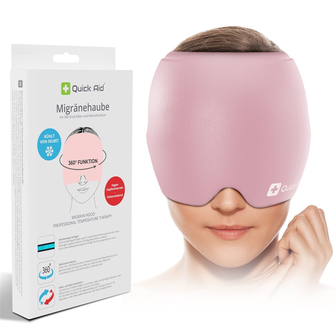 Quick Aid Bonnet anti-migraine avec fonction rafraîchissante et chauffante à 360°