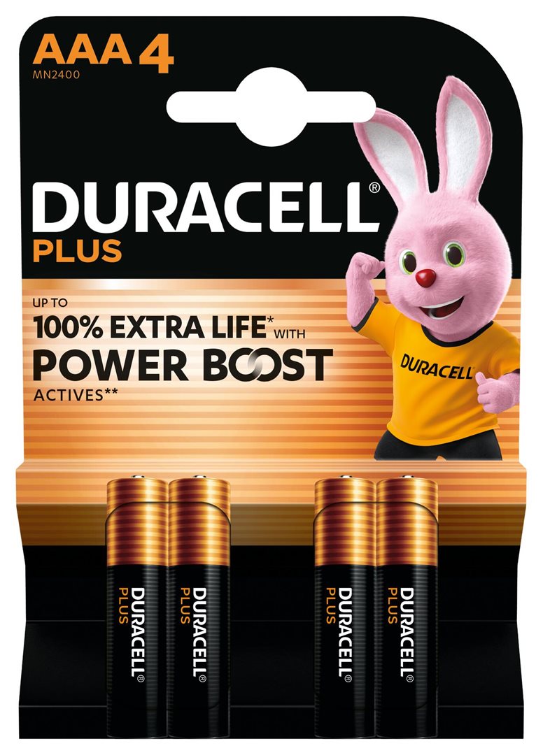 Duracell Plus Power Boost AAA 4 pce