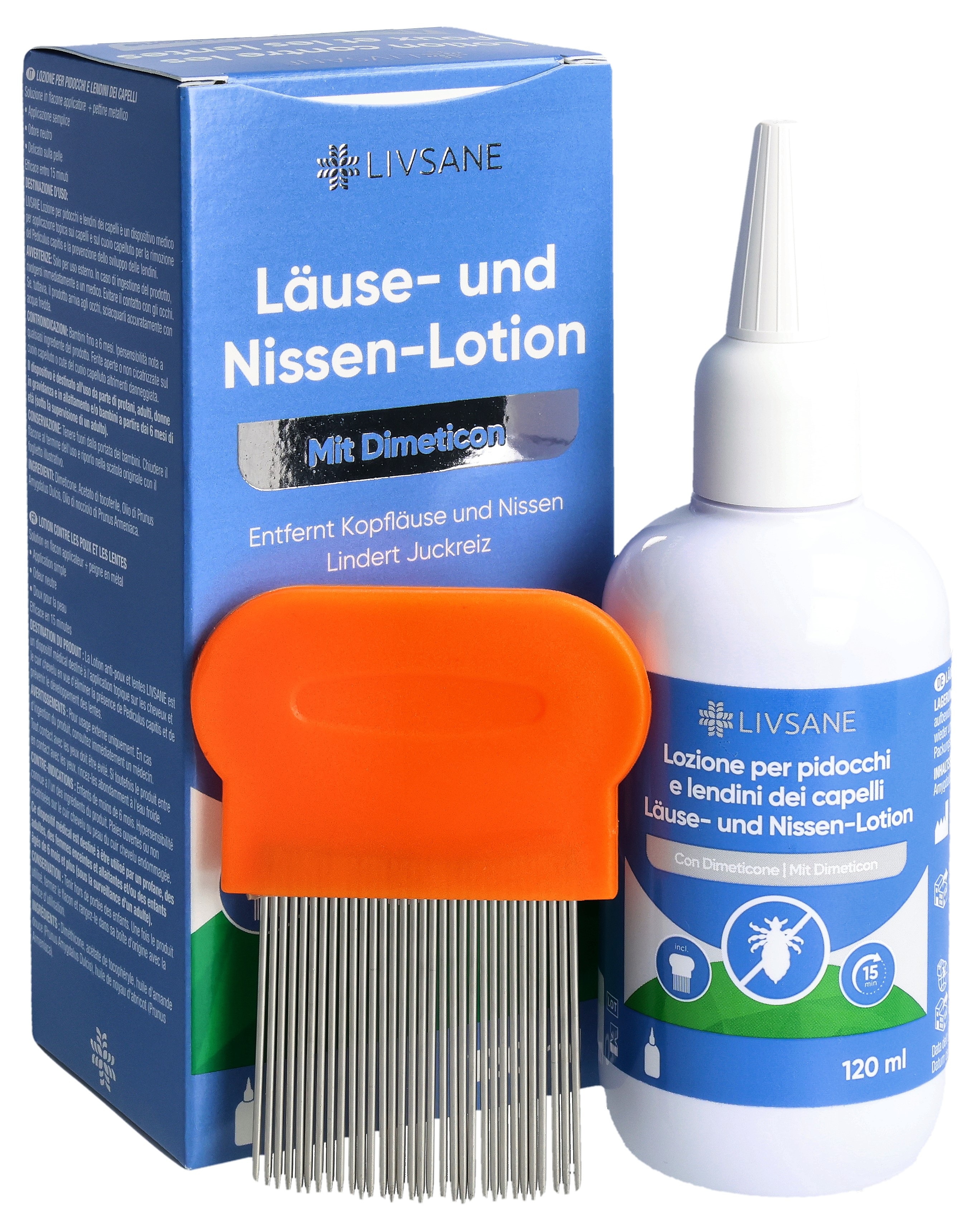 Livsane Läuse- und Nissen-Lotion Dimeticon mit Kamm Fl 120 ml