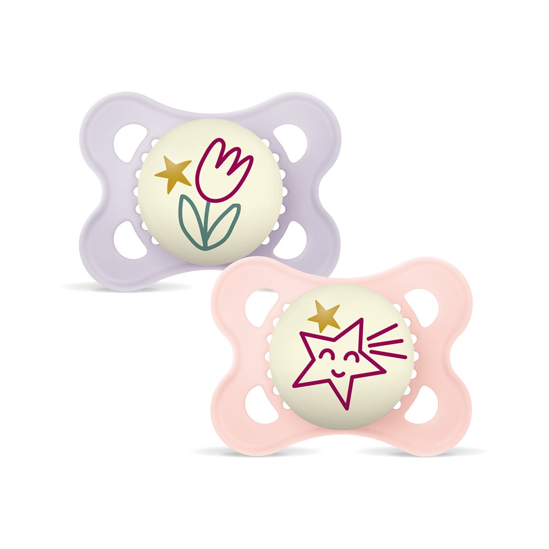 MAM Night Nuggi Silikon 0-6 Monate Girl 2 Stk