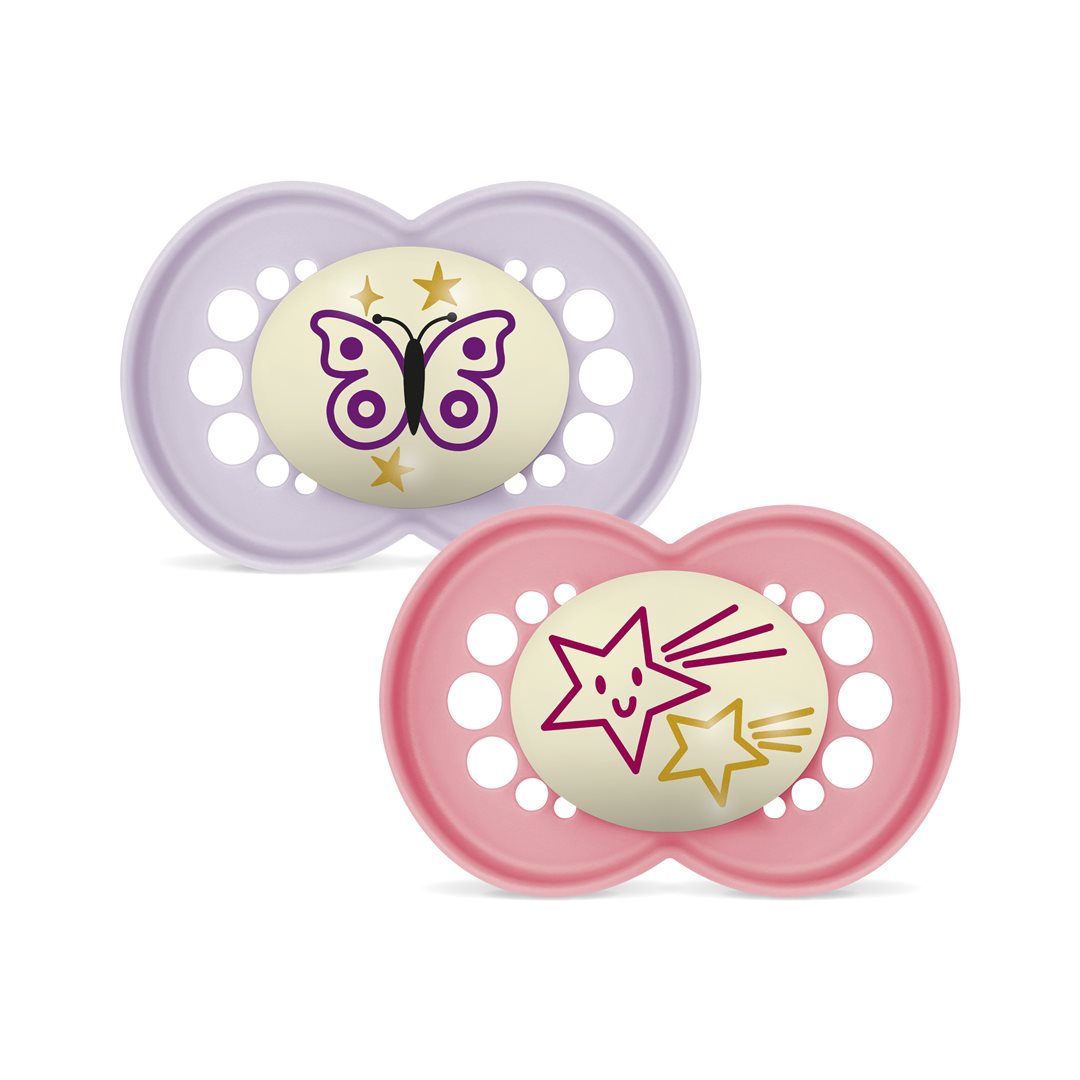 MAM Night Nuggi Silikon 16-36 Monate Girl 2 Stk