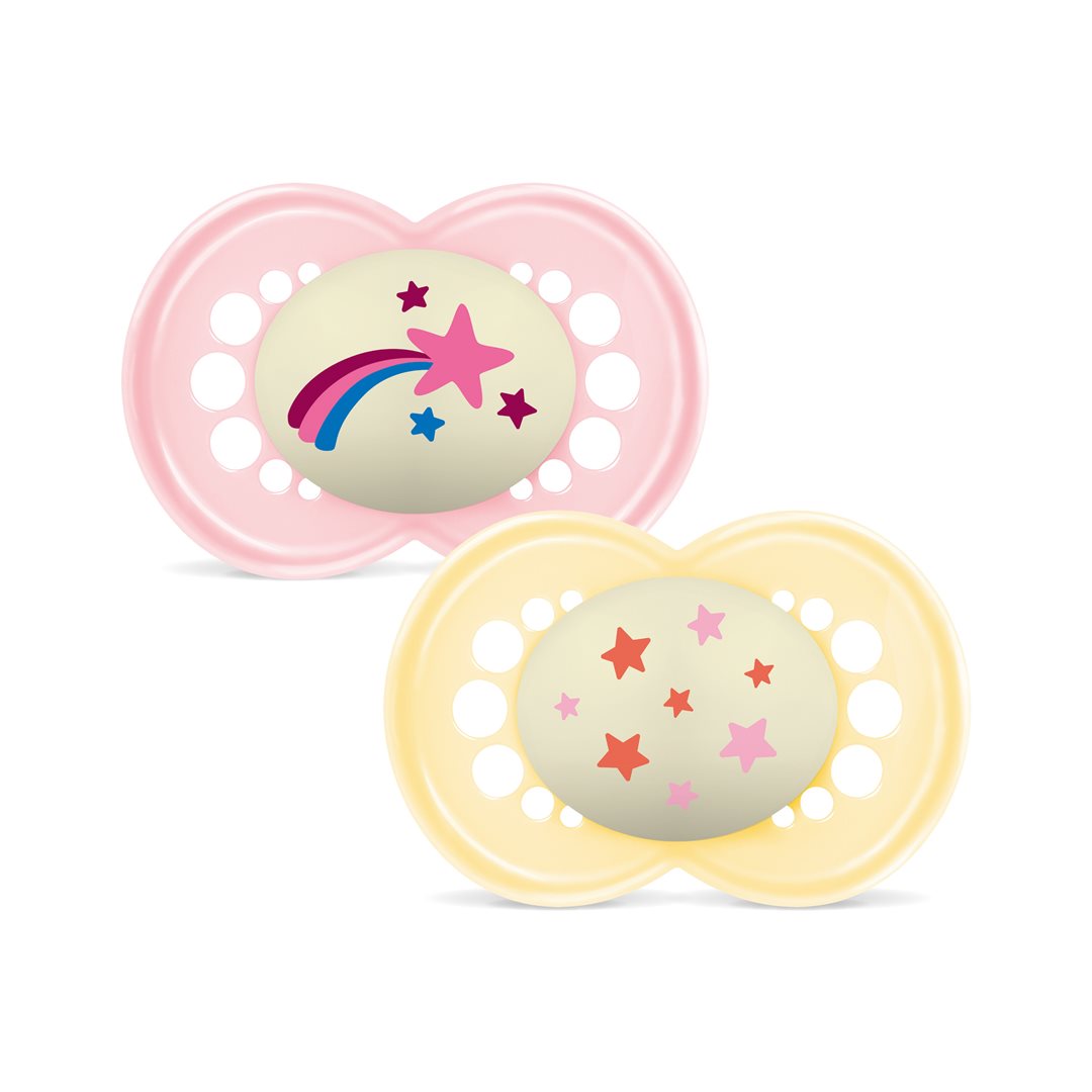MAM Night Nuggi Silikon 6-16 Monate Girl 2 Stk