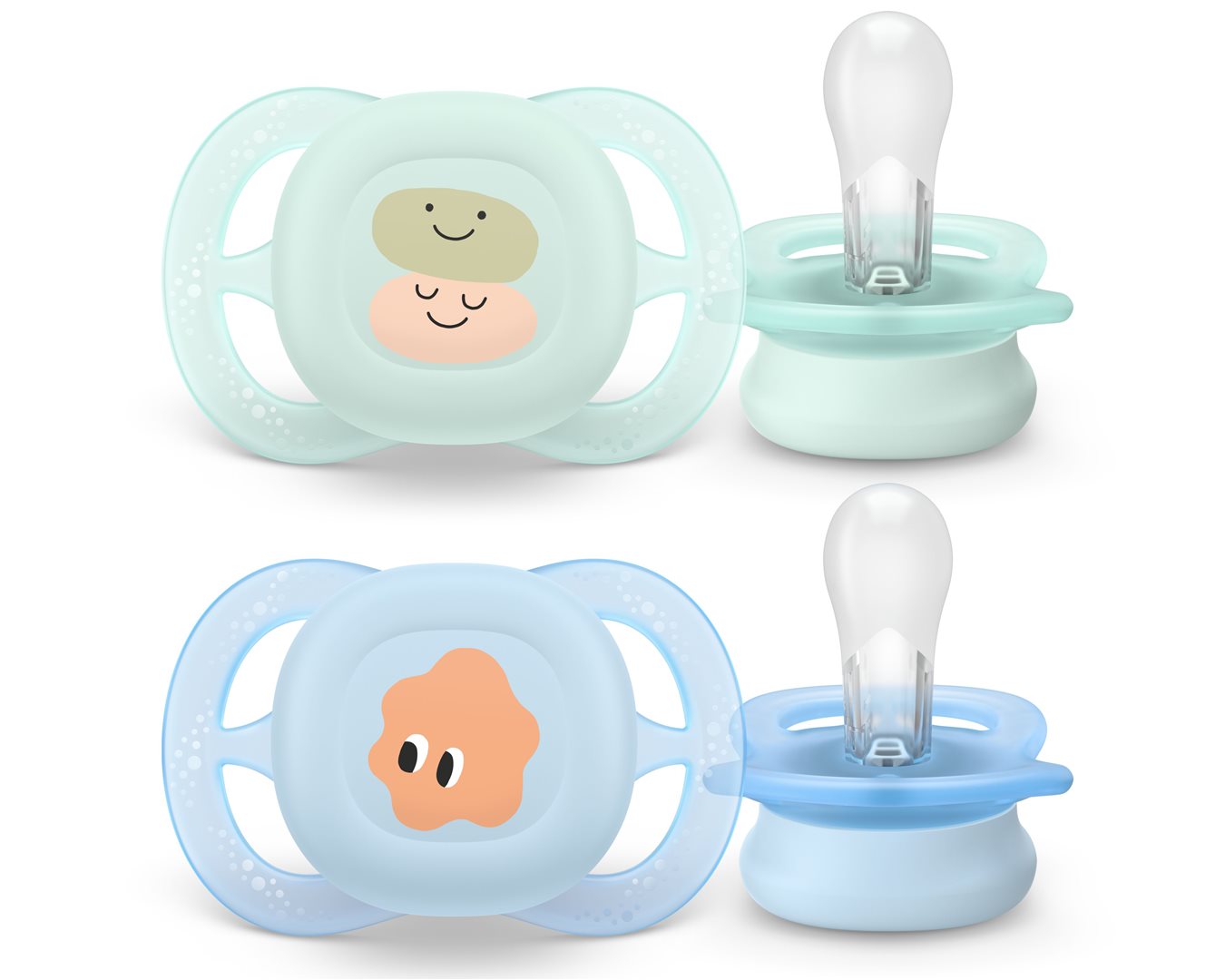 Philips Avent Schnuller Ultra Start 0-2 Monate hellgrün/hellblau mit Muster 2 Stk