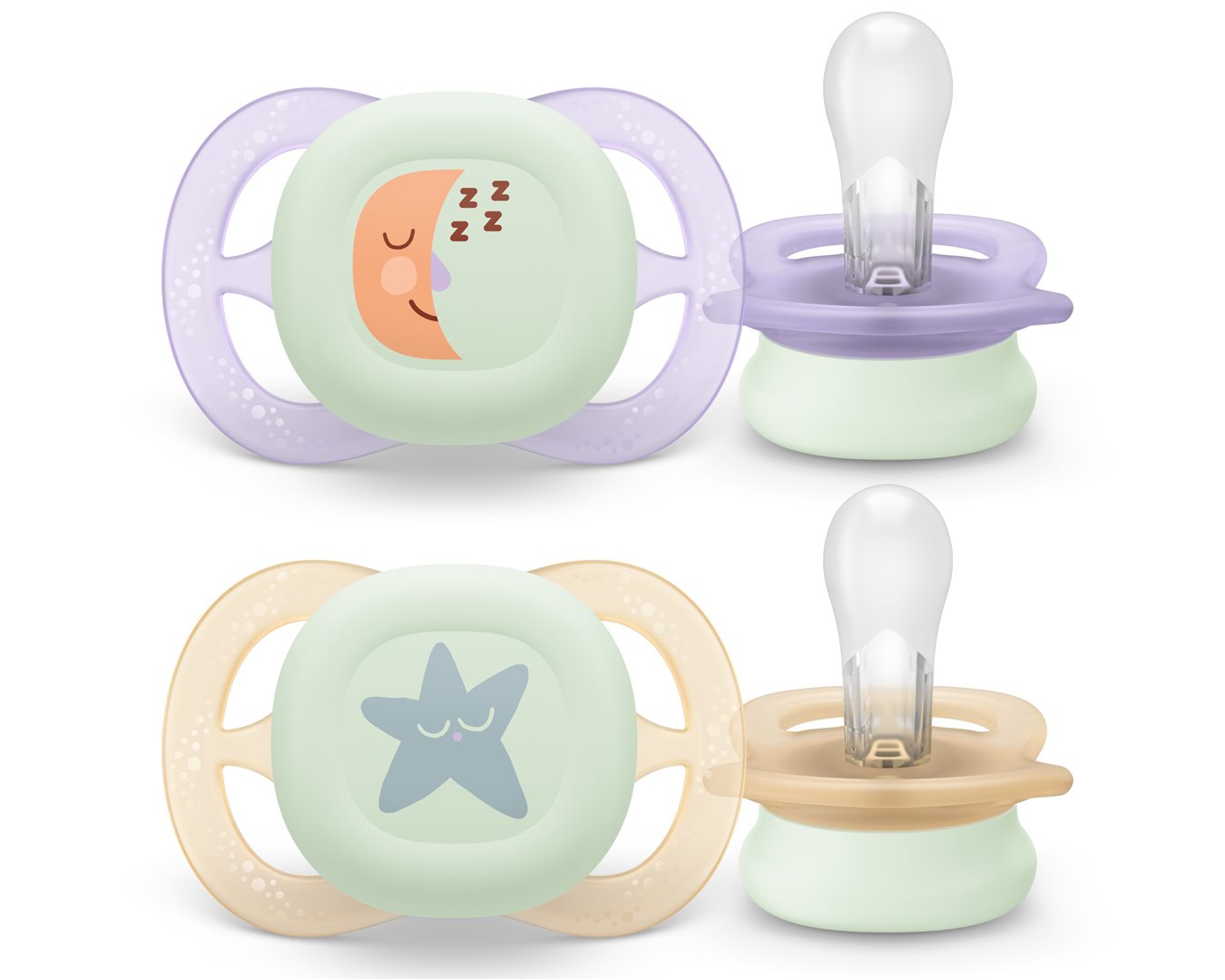 Philips Avent Schnuller Ultra Start Night 0-2 Monate Mond/Stern 2 Stk