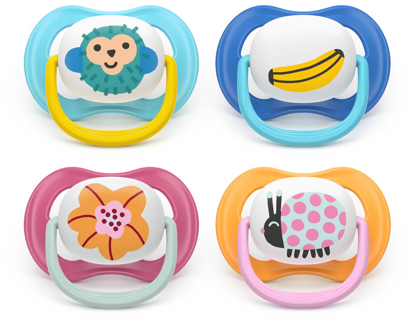 Philips Avent Schnuller Ultra Air Collection 6-18 Monate Affe/Banane/Blume/Käfer 2 Stk