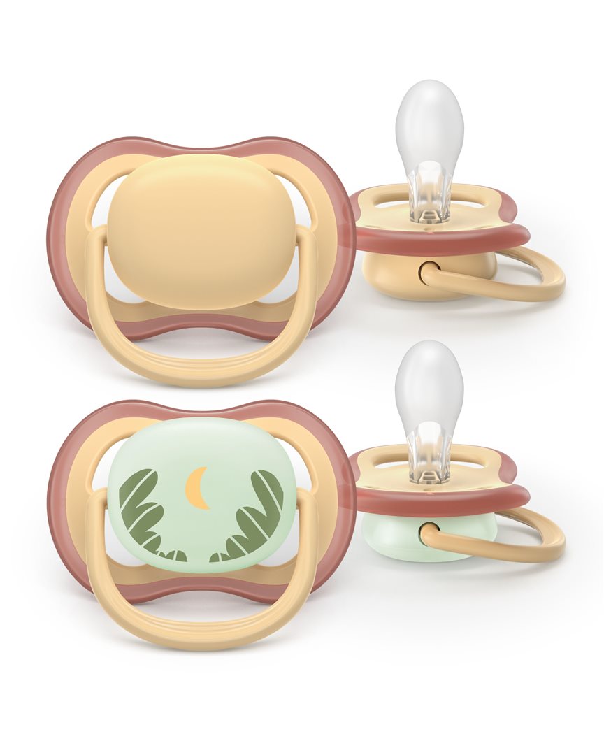 Philips Avent pacifier ultra air day & night 0-6 mois colours of nature beige-rose/beige-lune 2 pce