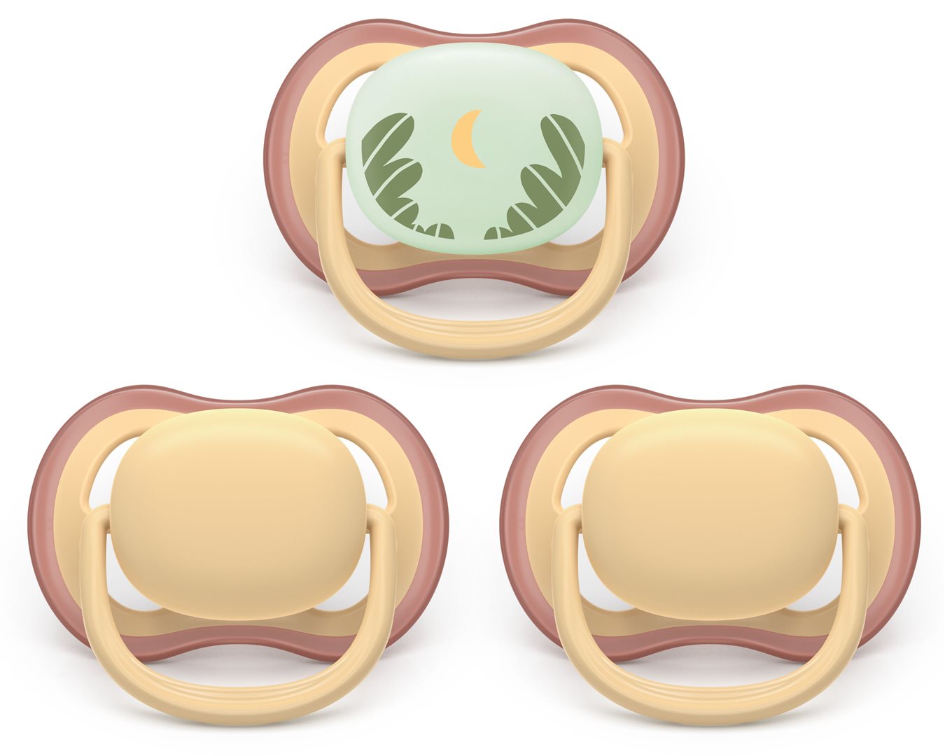 Philips Avent pacifier ultra air day & night 0-6 mois colours of nature blanc-beige/beige + lune 3 pce