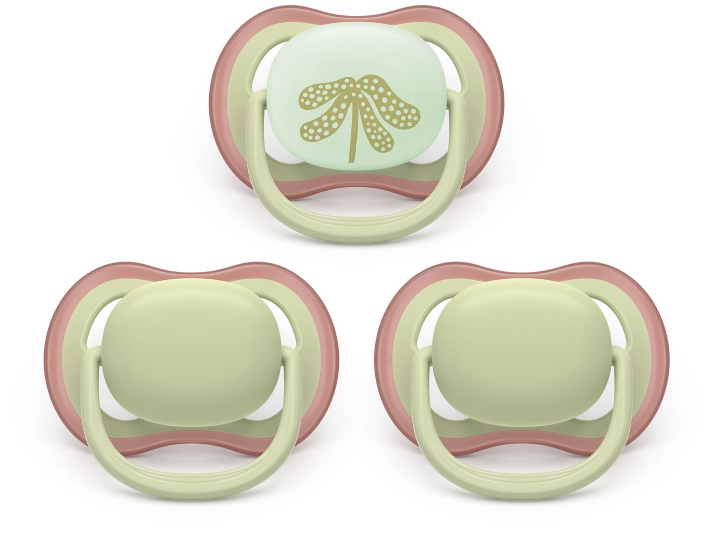 Philips Avent pacifier ultra air day & night 6-18 mois colours of nature vert-beige/beige + feuille 3 pce