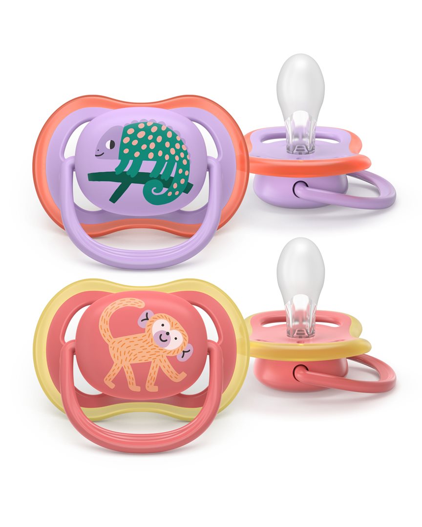 Philips Avent Schnuller Ultra Air Day 18+ Monate Chamäleon/Affe rosa 2 Stk