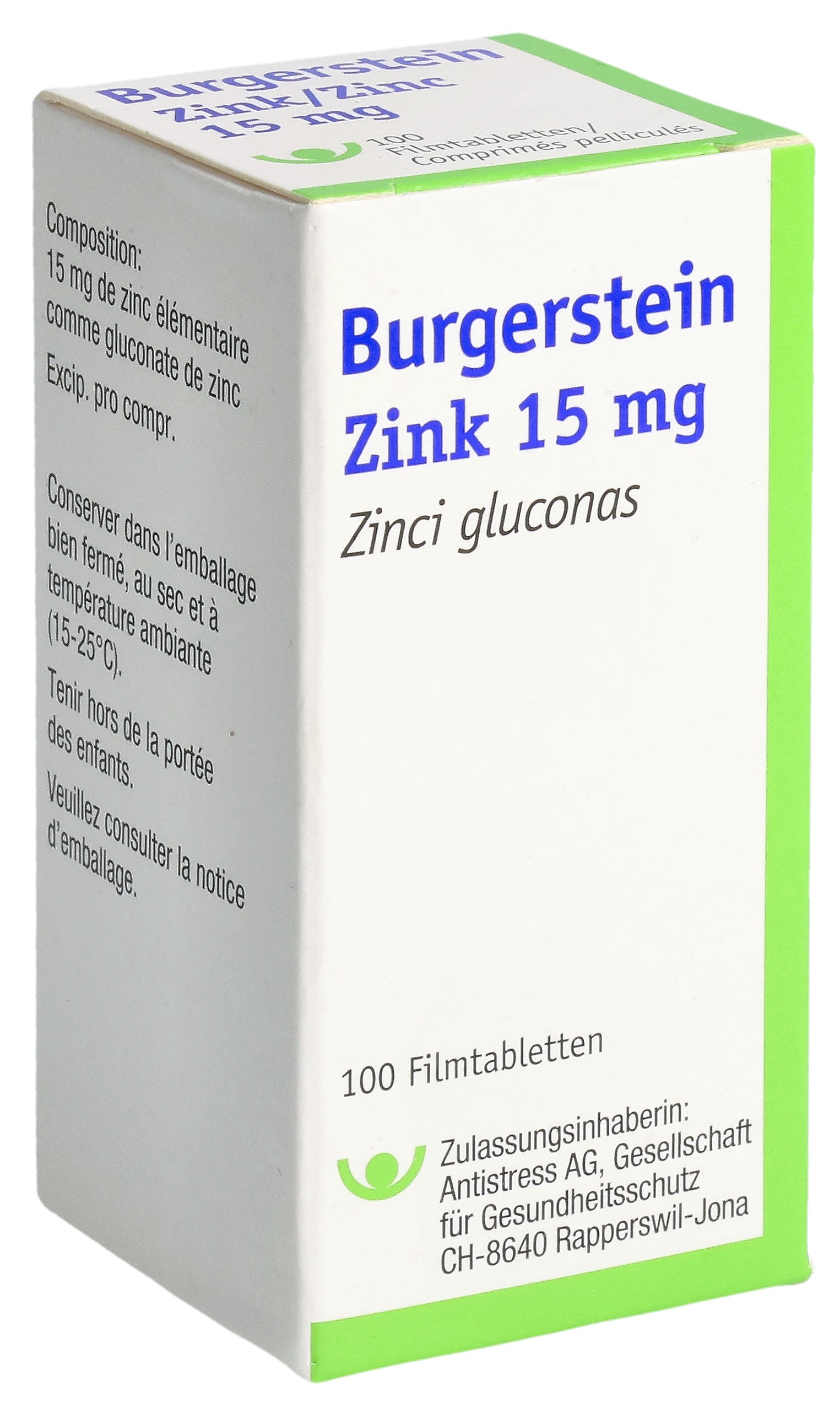 Burgerstein zinc cpr pell 15 mg bte 100 pce