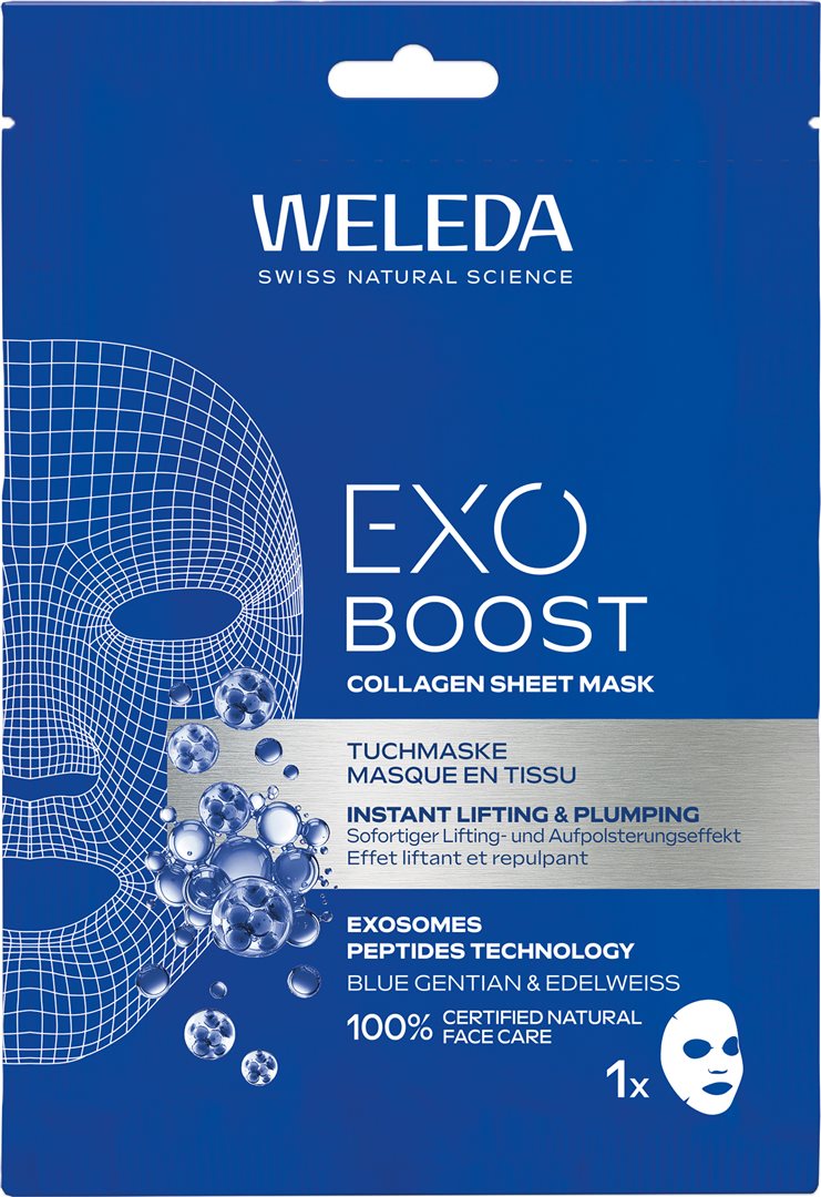 Weleda Exo Boost Collagen Tuchmaske blauer Enzian Btl 20 ml