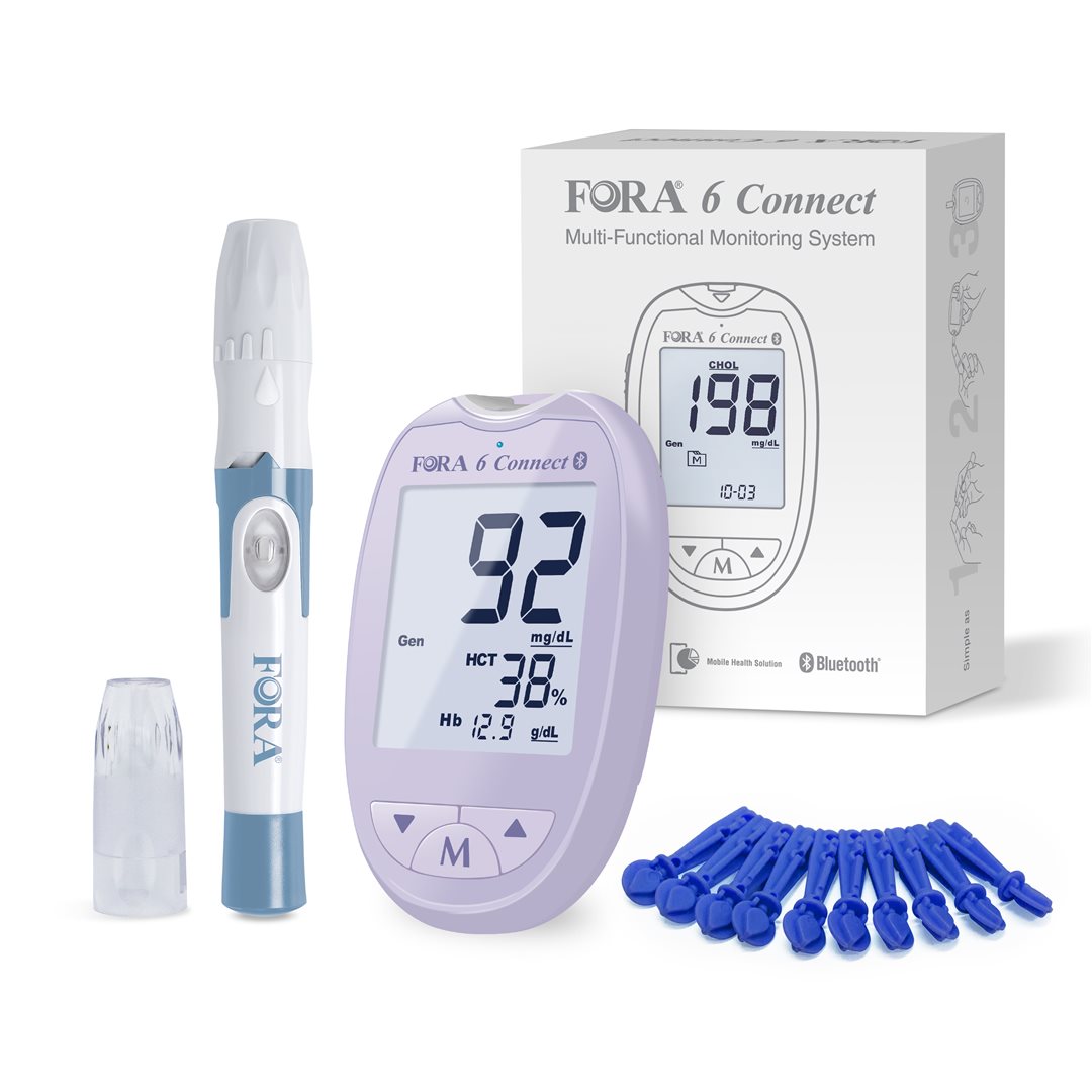 FORA 6 Connect Blutzuckermessgerät mmol/L Purple