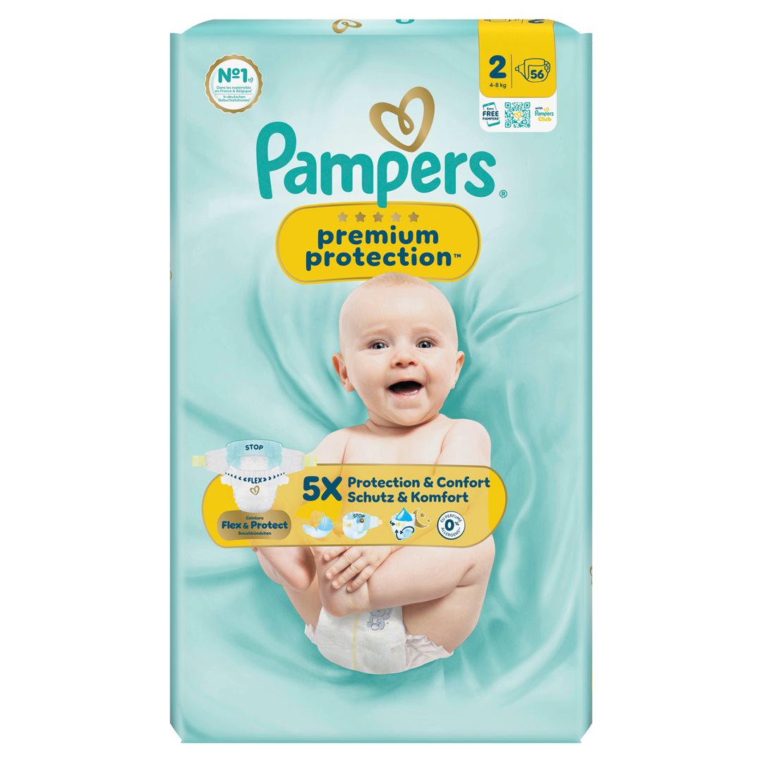Pampers Premium Protection New Baby Gr2 4-8kg Mini pack économique 56 pce