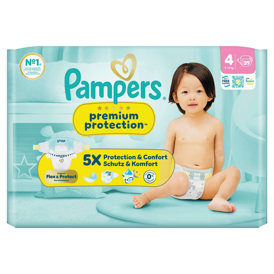 Pampers Premium Protection New Baby Gr4 9-14kg Maxi pack économique 39 pce