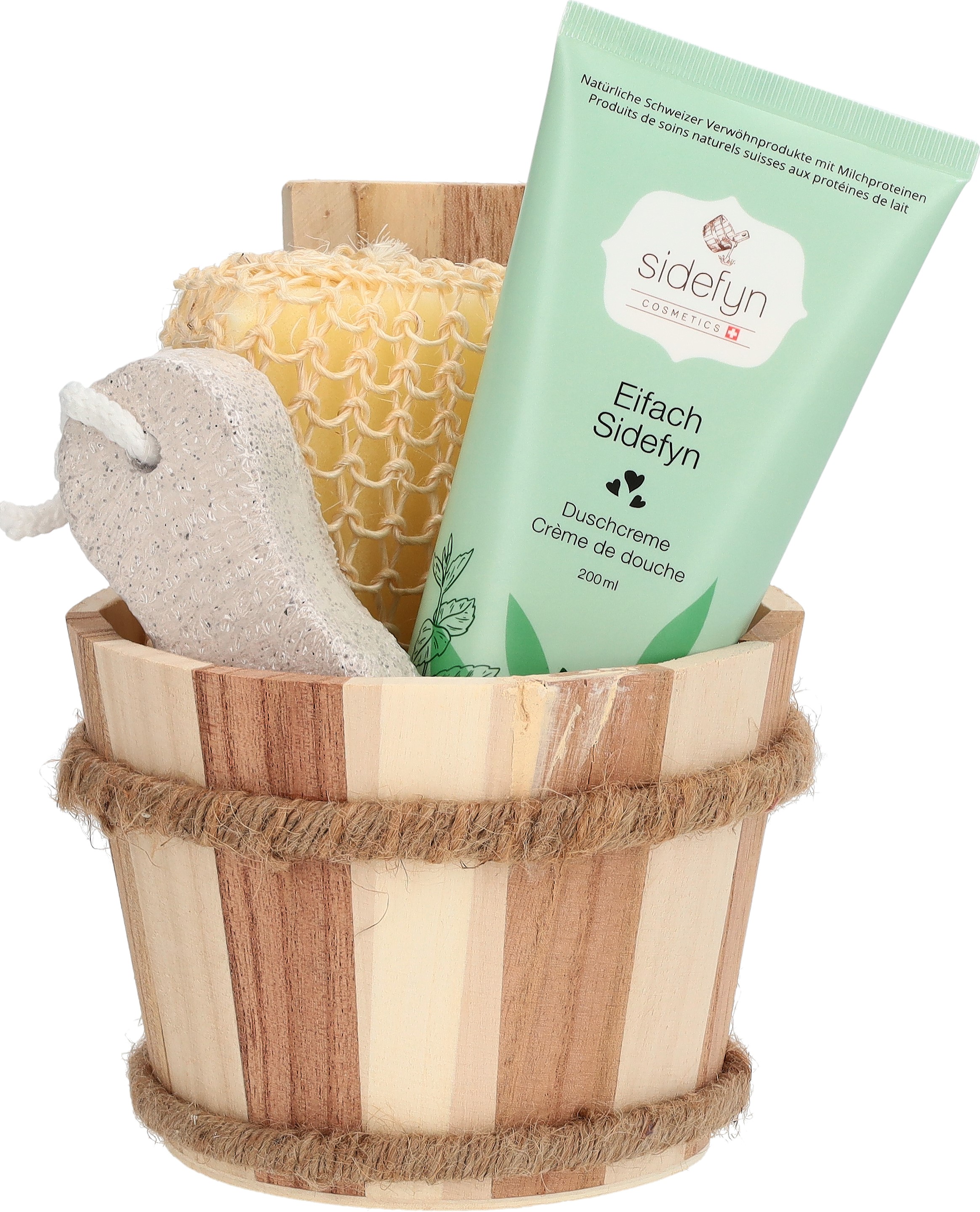 Sidefyn Geschenkset Holzkübel Duschcreme Eifach sidefyn