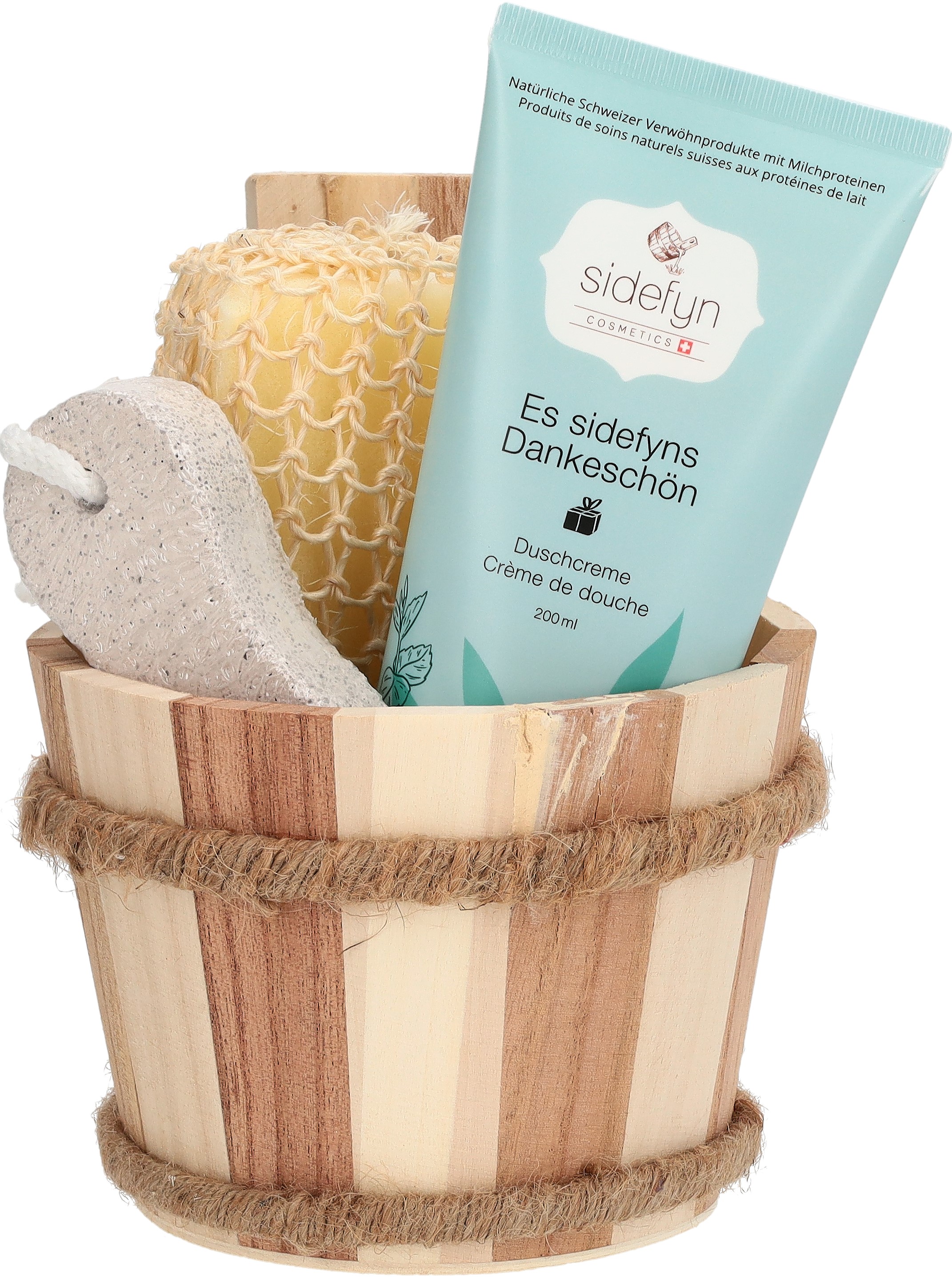 Sidefyn Geschenkset Holzkübel Duschcreme es sidefyns Dankeschön