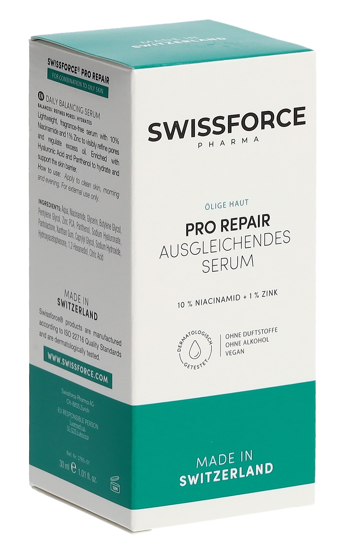 SWISSFORCE Ausgleichendes Serum vegan ohne Alkohol & Duftstoffe Pip Fl 30 ml