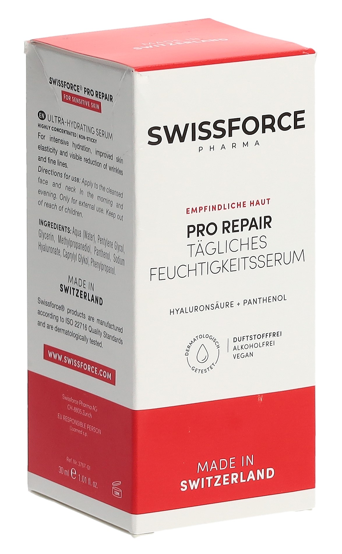 SWISSFORCE Tägliches Serum vegan empfindliche Haut ohne Alkohol & Duftstoffe Pip Fl 30 ml