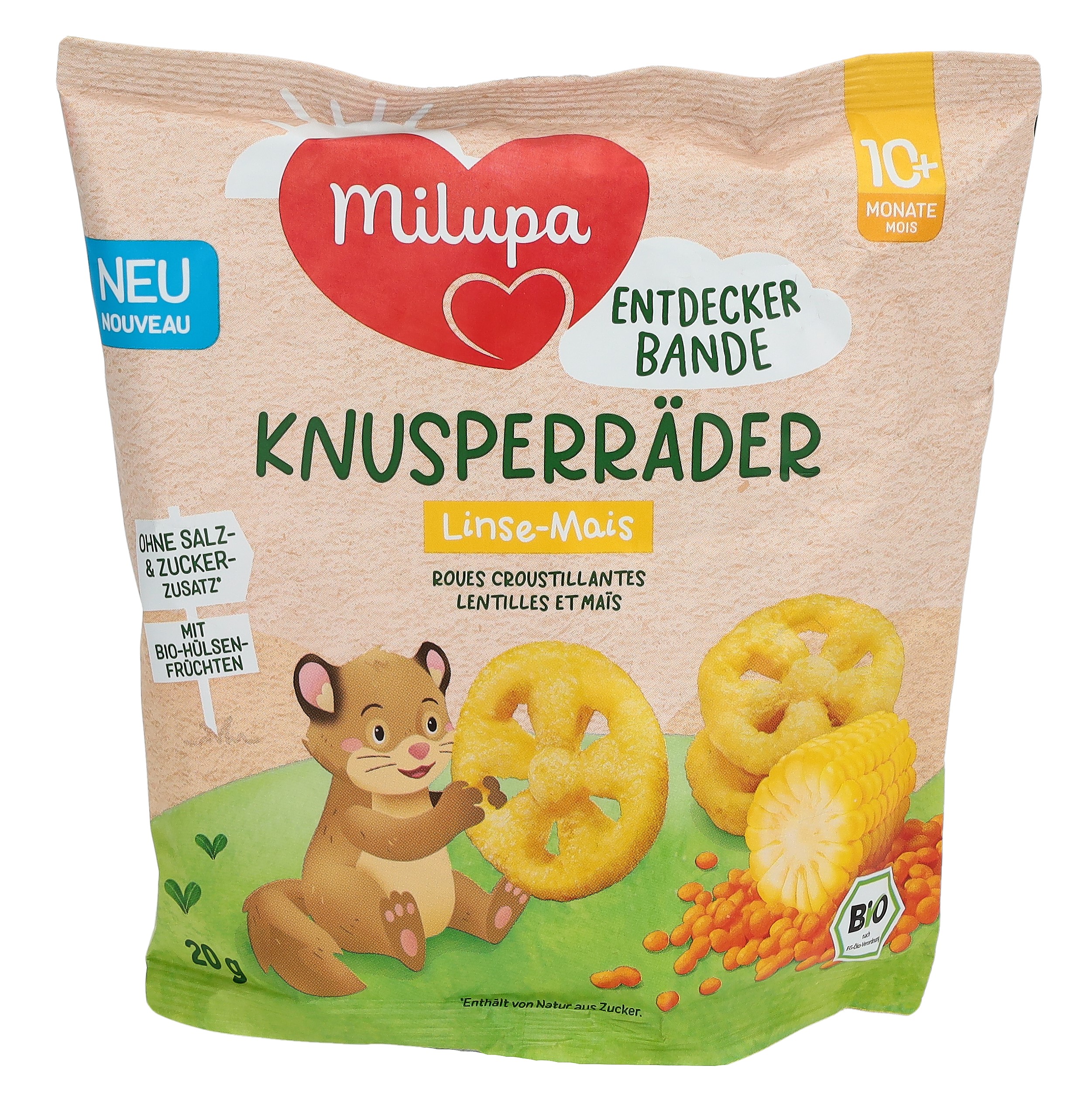 Milupa bio roues croustillantes lentilles maïs 10 mois 20 g
