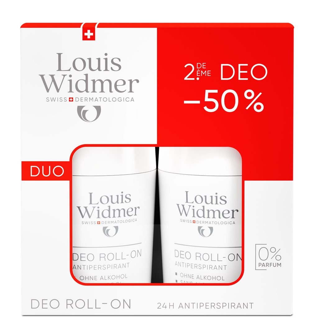 Louis Widmer déo-duo roll-on antiperspirant sans parfum 2 x 50 ml