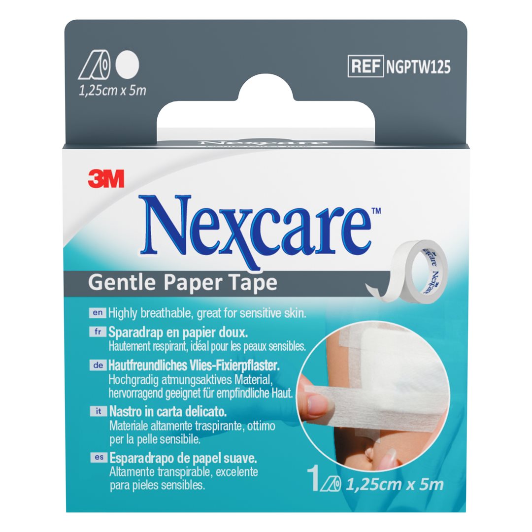 3M Nexcare Gentle Paper Tape sparadrap 12.5mmx5m microporeux blanc rouleau