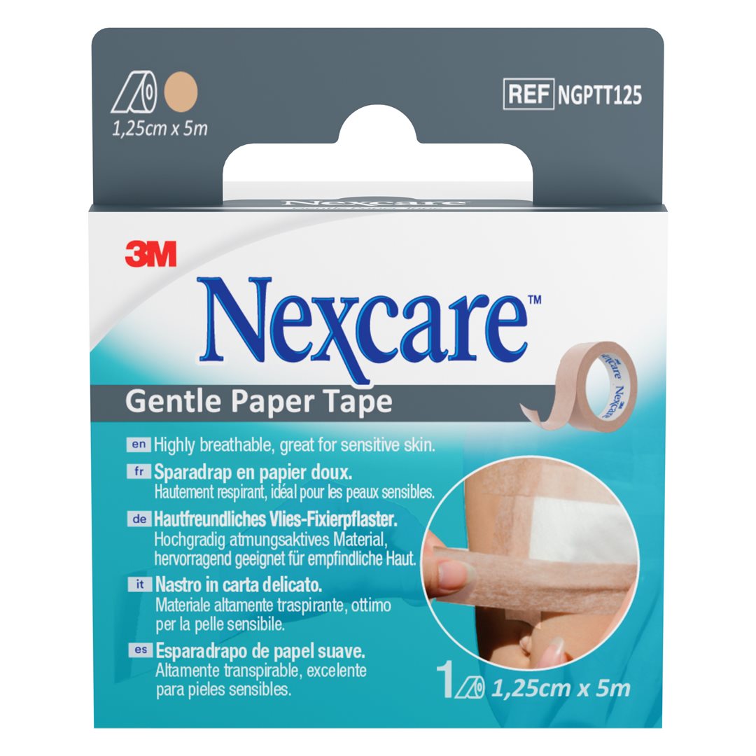 3M Nexcare Gentle Paper Tape sparadrap 12.5mmx5m microporeux brun clair rouleau