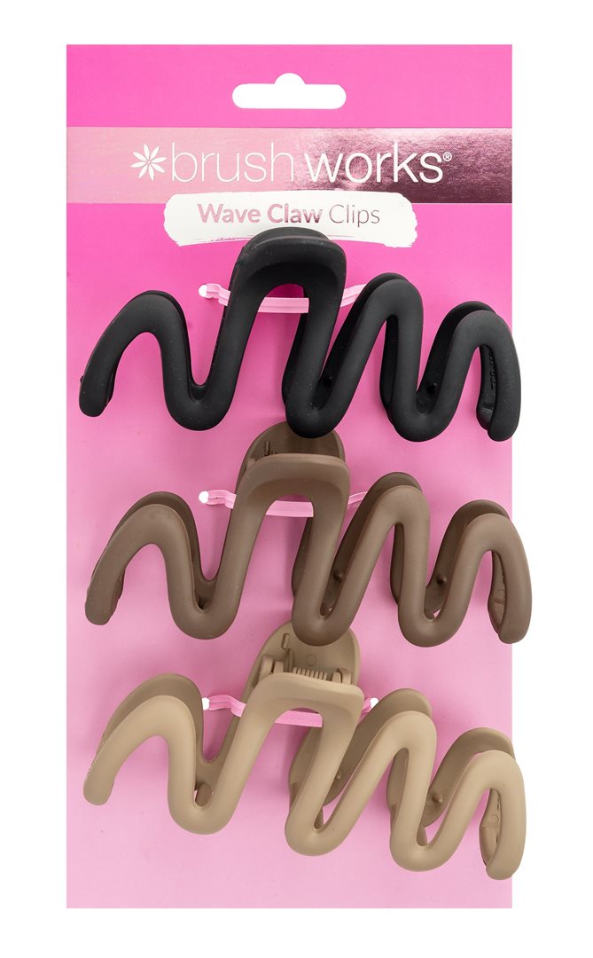 Brushworks wave claw clips box 3 pce